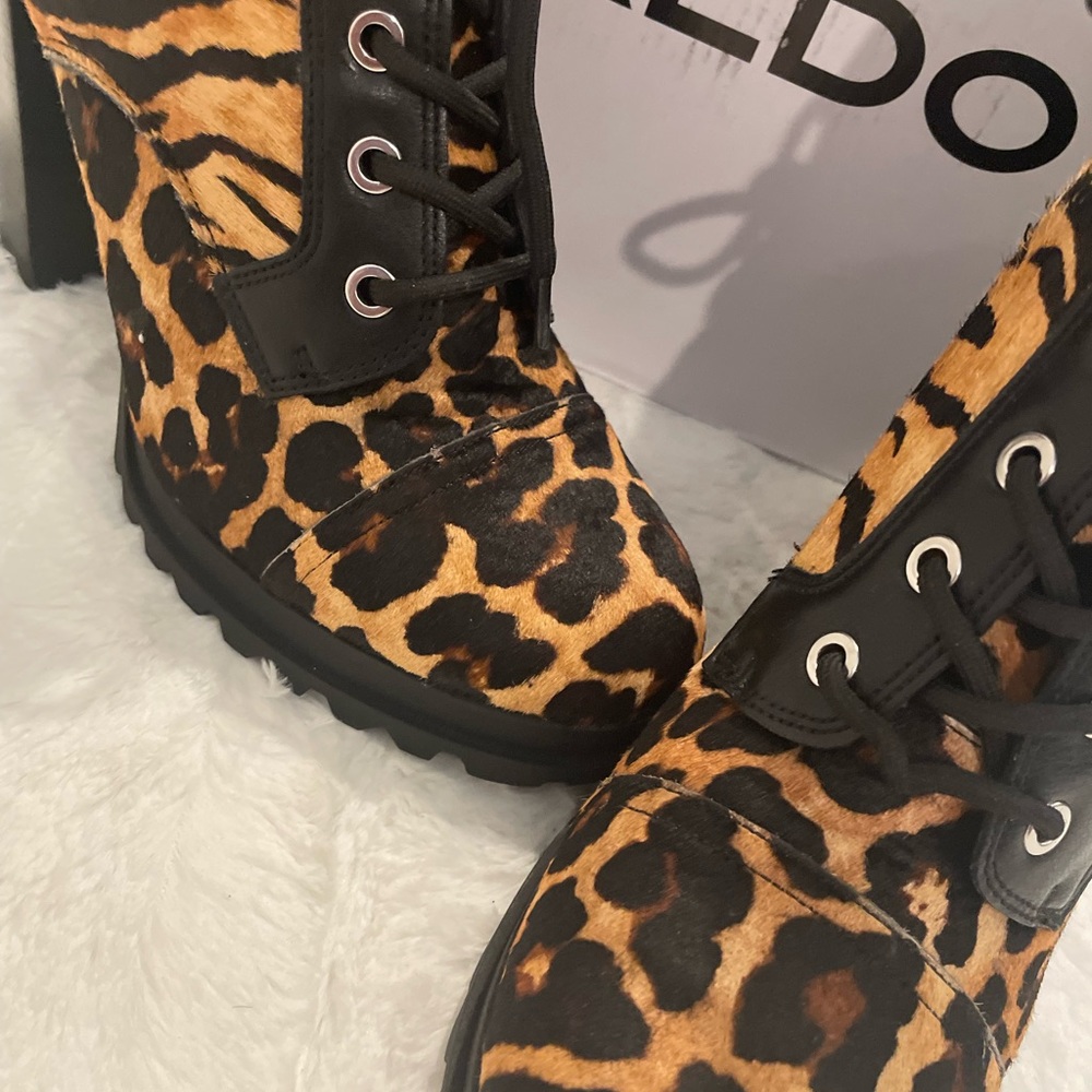 ALDO leopard print moto-inspired ankle boots. Size 10. NEW!!